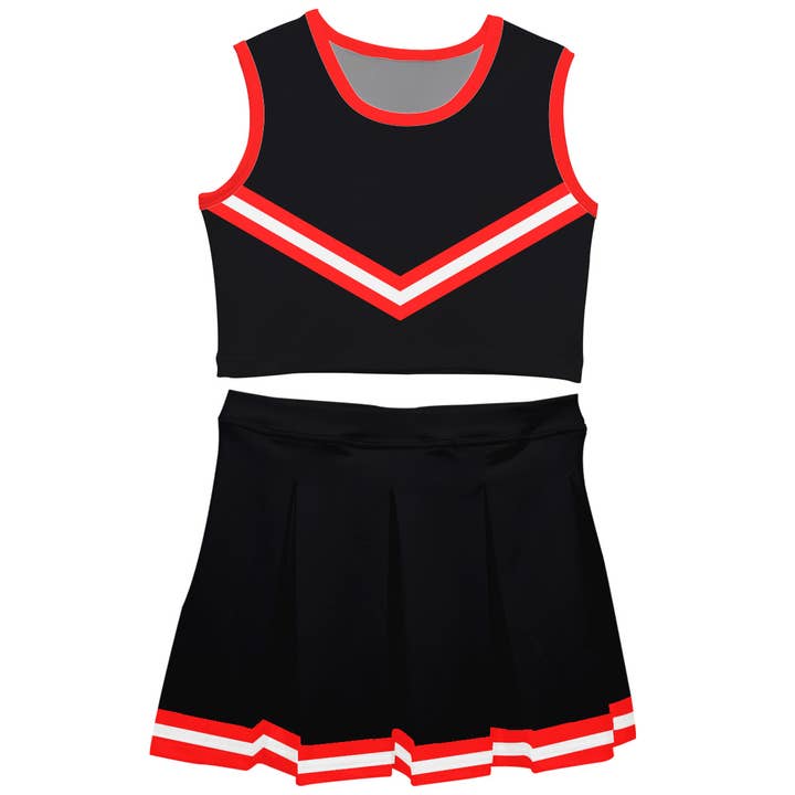 Black Red Sleeveless Cheerleader Set for wholesale by Vive La Fete