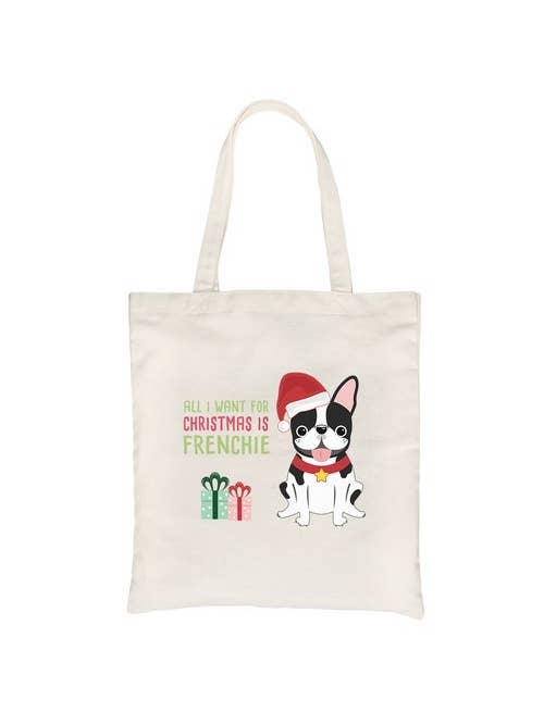 Christmas Frenchie Present Canvas Bag for wholesale by 365 In Love