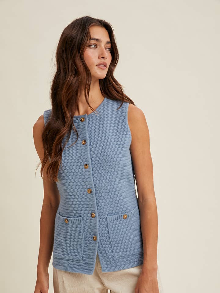 STRUKTURERET SWEATERVEST / WL25-11254 for engroshandel hos Wishlist Apparel