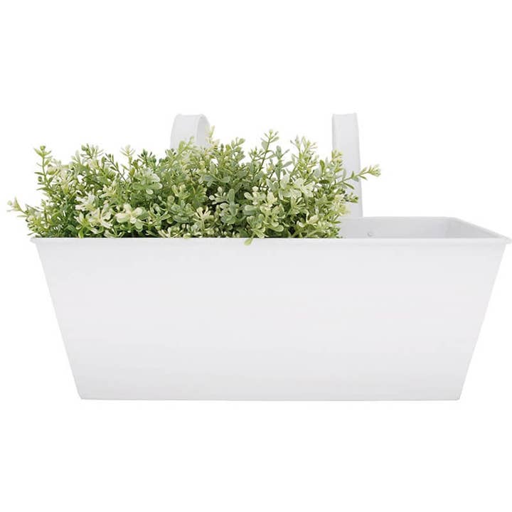 Rectangular Balcony Flower Planter, Zinc, White for wholesale by Esschert Design USA