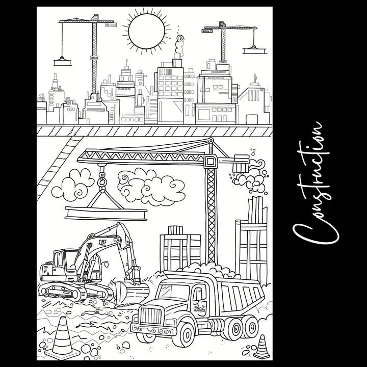 Construction – Giant Coloring Page (24x36") for wholesale by Tons of Hues