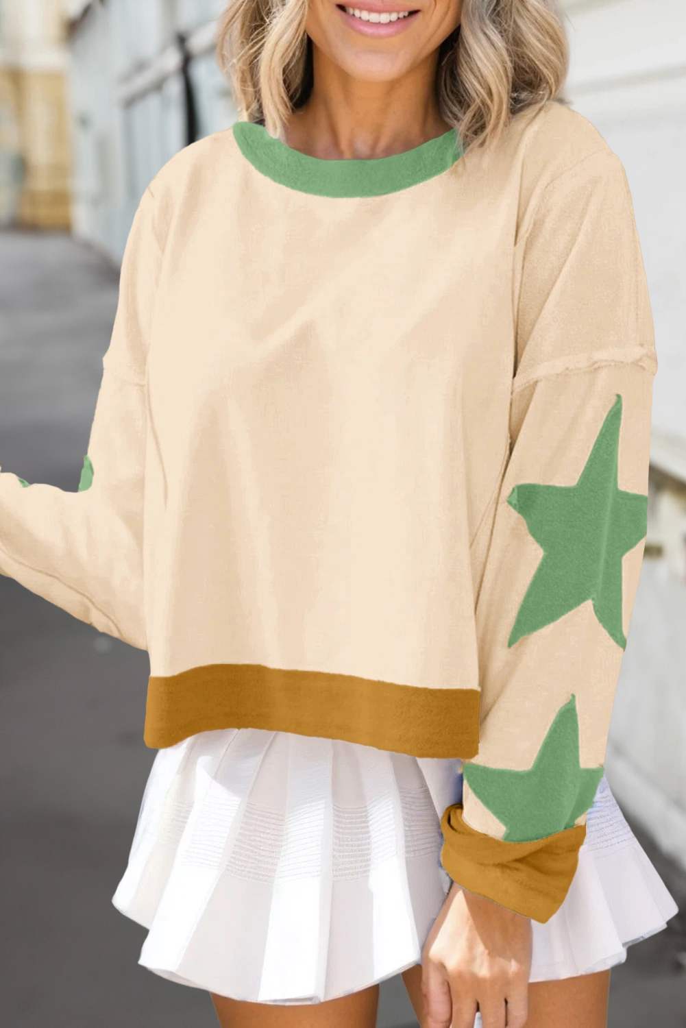 Aapparella - Wholesale Sweatshirt - Women's - Women Star Exposed Seam Long Sleeved Loose Sweatshirt | S-XL3