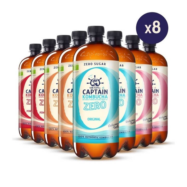 The GUTsy Captain Company - Wholesale Kombucha - GUTsy Captain Kombucha Zero - Multiflavor Pack 8x1L1
