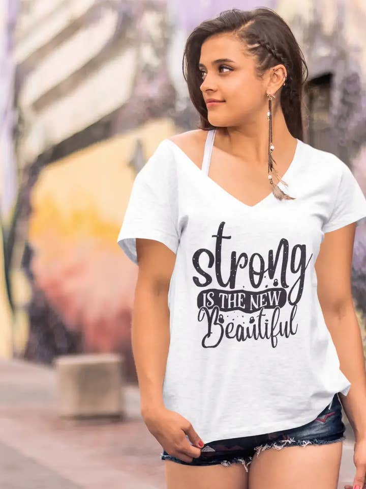 Camiseta novedosa ULTRABASIC para mujer Strong Is The New Beautiful, cita motivacional para venta al por mayor de ULTRABASIC