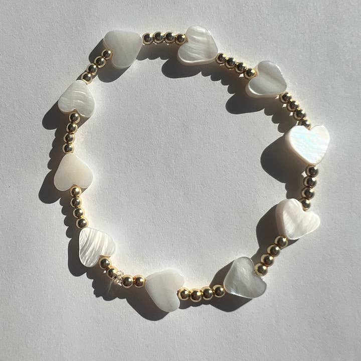 Emma Bracelet, Heart Mother of Pearl Bracelet for wholesale by Kelsey O’Brien Designs