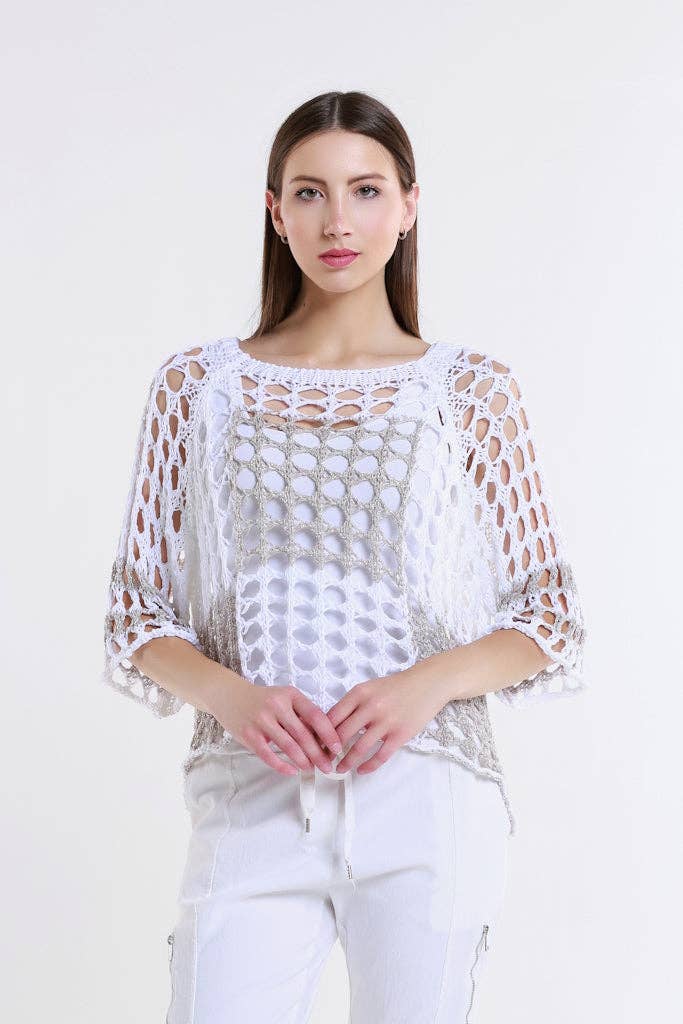 TINA Stephens Italy/Tees By Tina - Wholesale Knit Sweater - Women's - Sparkle Doris Ballet Slv 2 Tone Square Knit (BQ906P)14