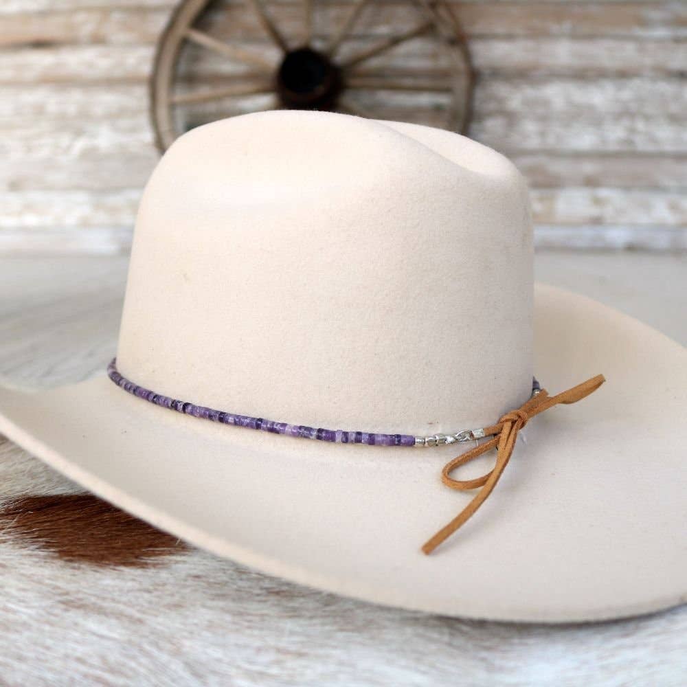 Willow Lane Hat Co. - Vente Accessoire pour chapeau – femme - Bandeau de chapeau en pierre lilas violette1