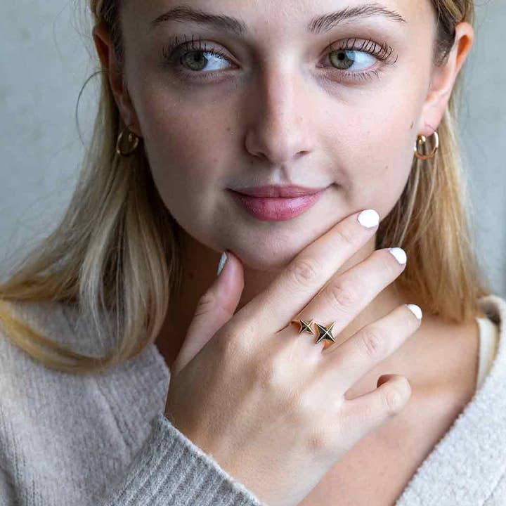 Nina Designs - Vendita all'ingrosso Anello midi/a fascia - Anello regolabile Stella Polare in argento sterling o bronzo1