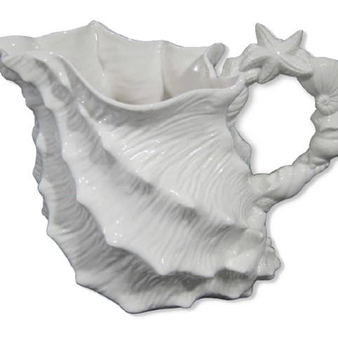 Shell Figural Pitcher White for wholesale by Blue Sky Clayworks