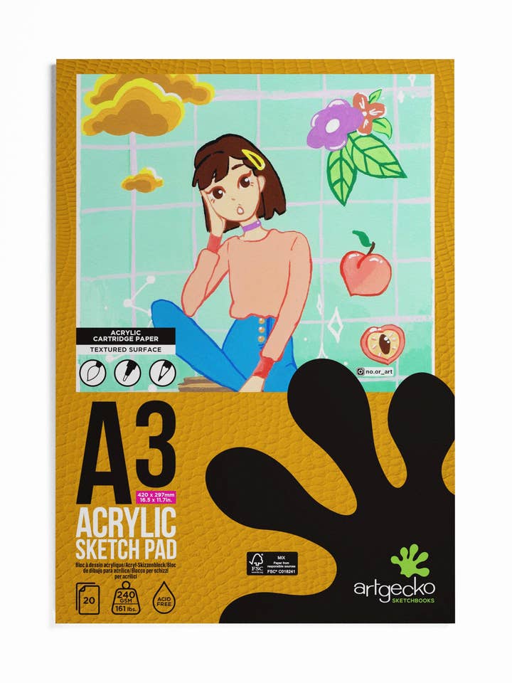 Bloco de desenho acrílico profissional A3 Portrait por atacado de Artgecko Sketch