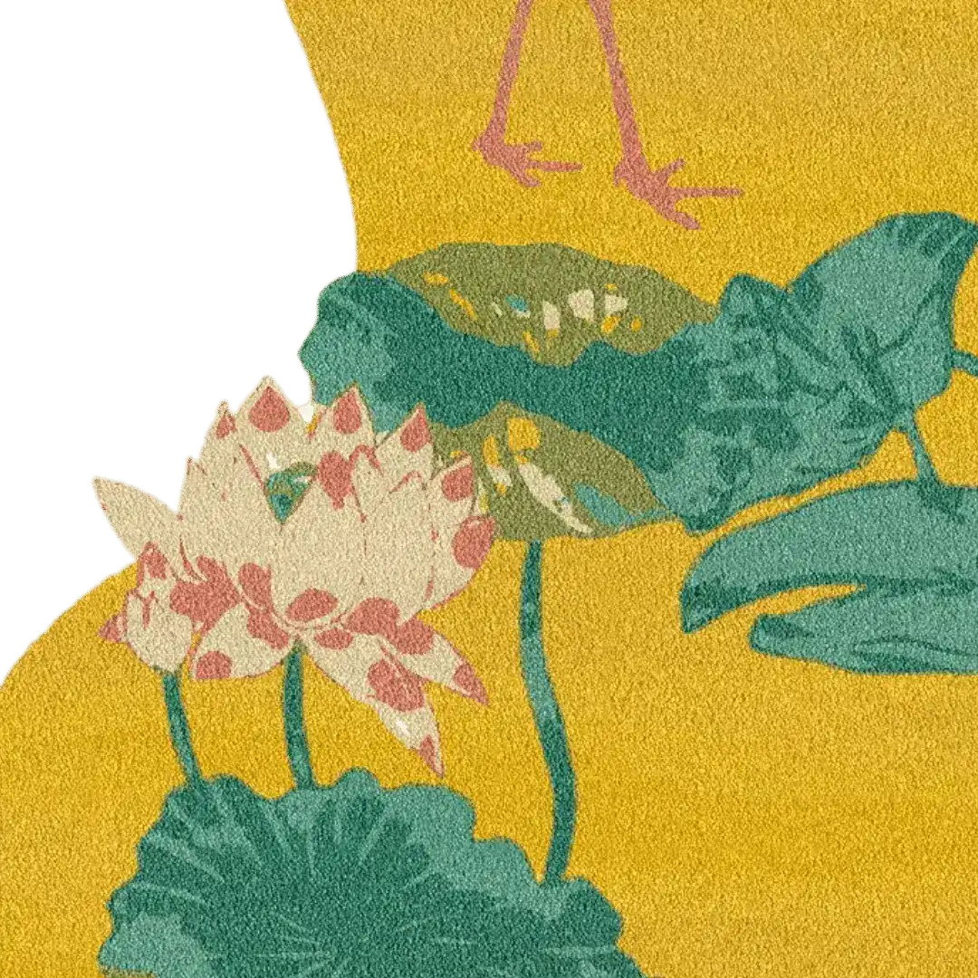 Maia Homes - Wholesale Area Rug - Cranes and Lotus in a Sunny Pond Hand Tufted Rug6