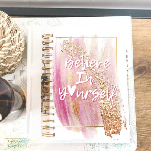 Believe in Yourself, cuaderno en espiral de 8.5 x 5.5 pulgadas para venta al por mayor de Infectious Design Co.