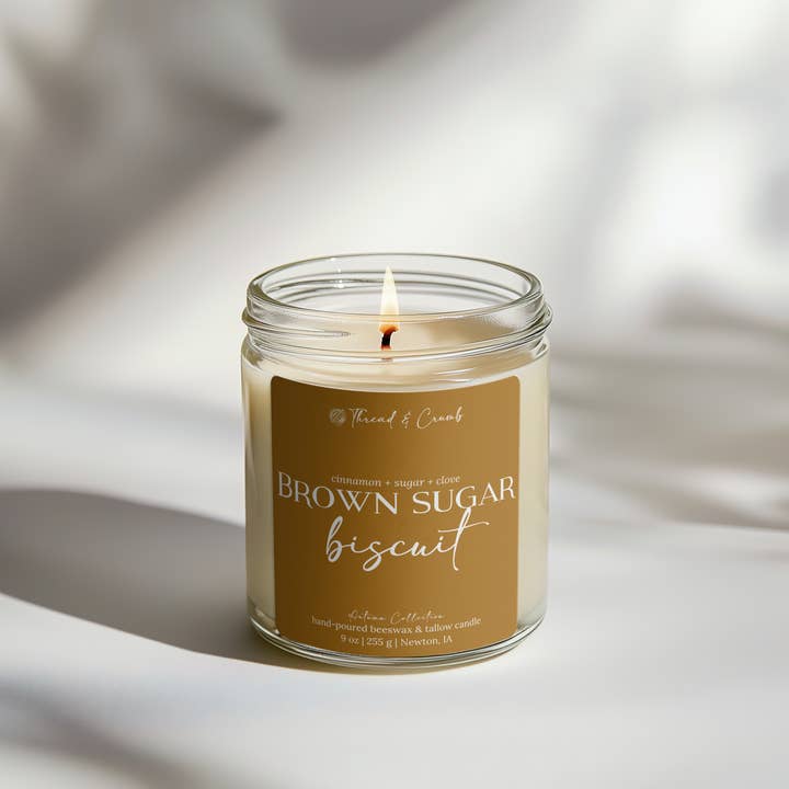 Thread & Crumb - Venta al por mayor Velas en tarros - Vela de Cera de Abeja + Sebo "Galleta de Azúcar Morena" | Vela de Otoño1