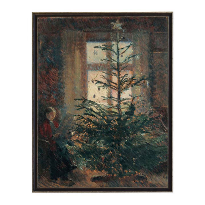 Peinture vintage d'arbre de Noël pour la vente par Antique Curiosities Inc