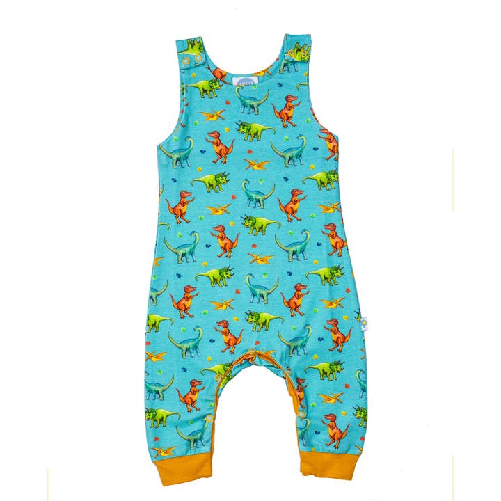 Happy Dino's en salopette turquoise pour la vente par JECO