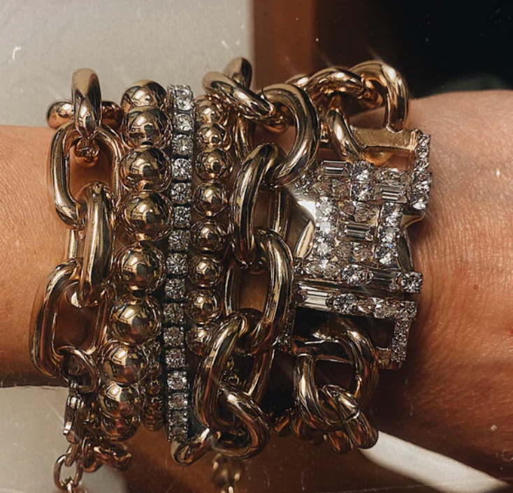 HoopLa - Wholesale Beaded Bracelet - Beads-Stacking Stretch Bracelets Steel Gold 14K  Waterproof6