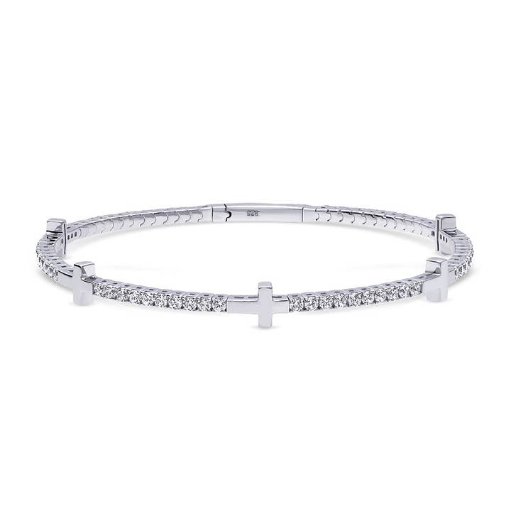 BERRICLE Sterling zilveren flexibele kruis CZ armband voor wholesale door BERRICLE