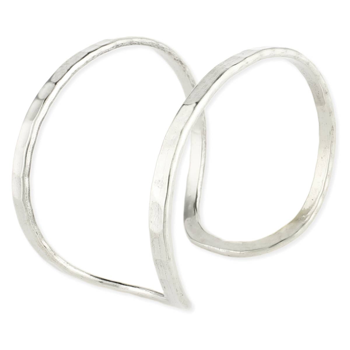 ZAD - Wholesale Cuff Bracelet - Silver Hammered Open Wide Cuff Bracelet1