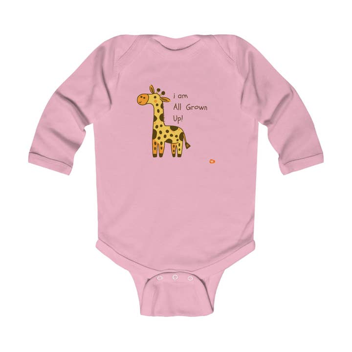 Schattige Giraffe Baby Romper met Lange Mouwen - "Ik Ben Helemaal Groot!" voor wholesale door Happymom