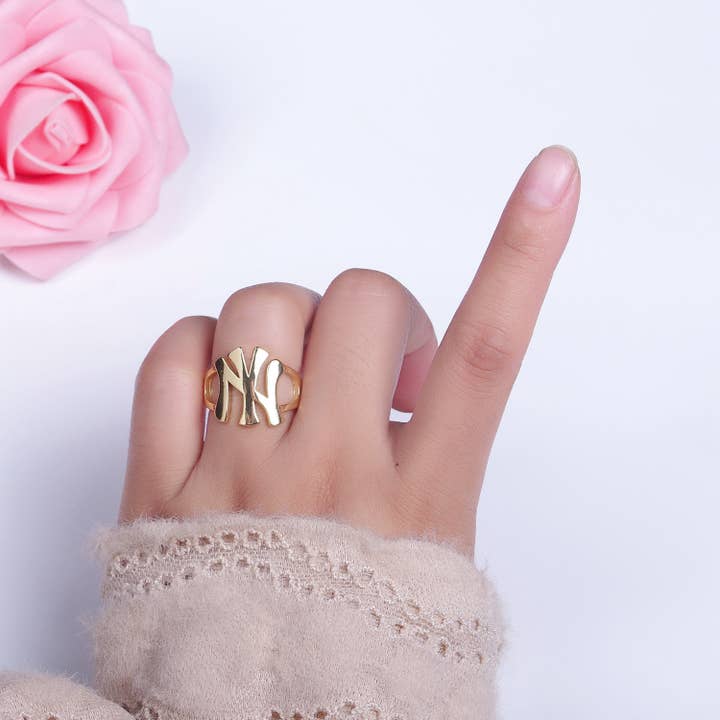 Aim Eternal - Vente Anneau/bague à empiler - Élégante bague de baseball dorée des New York Yankees Pride2