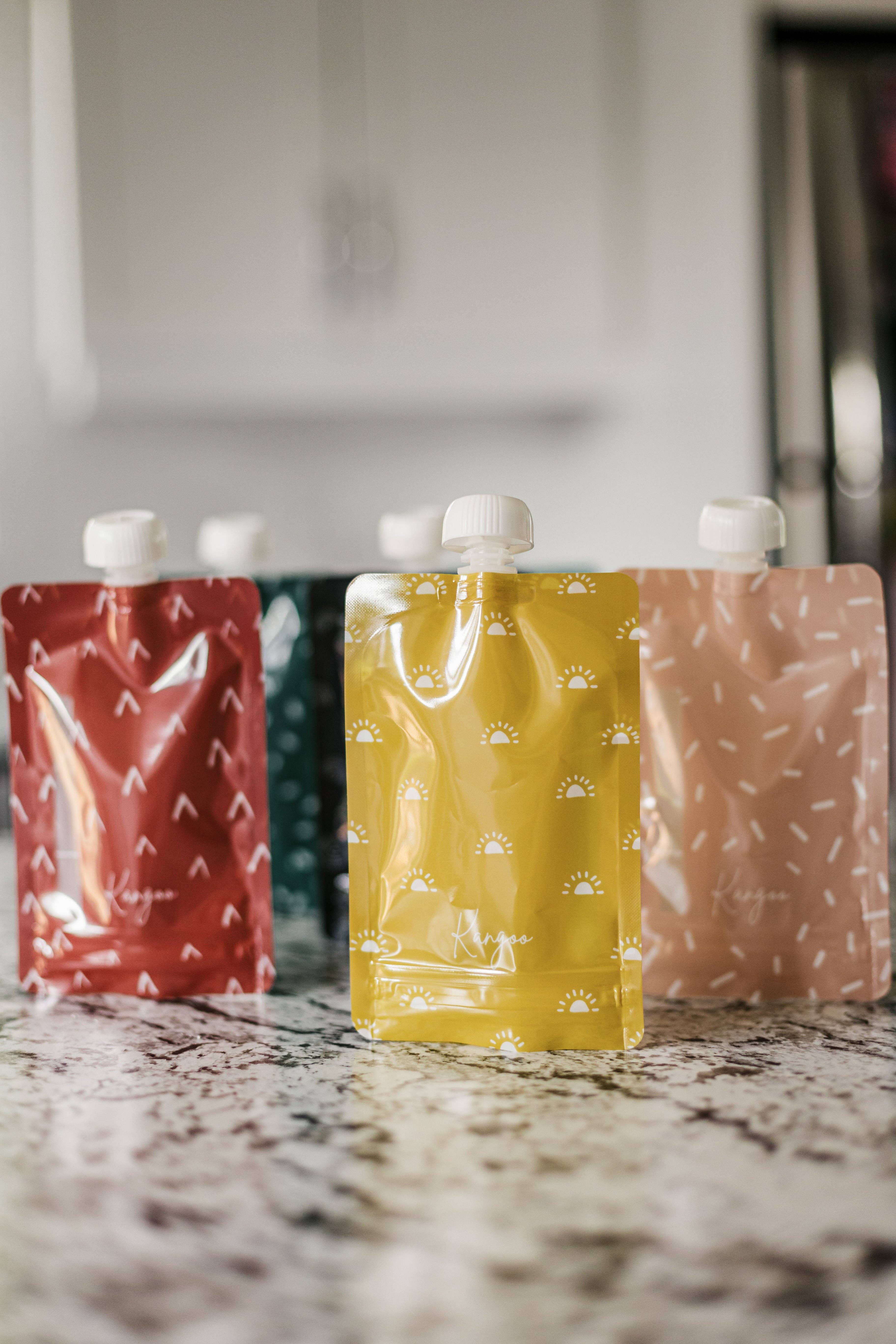 Kangoo et cie - Vente Sachet de conservation/film alimentaire - Pochettes réutilisables pour aliments pour bébés - Pochettes de stockage à presser 6x BOHO12