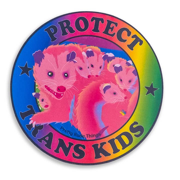 Protect Trans Kids Possum Sticker, Pride Month 3 x 3 in. for wholesale by Pretty Rude Things