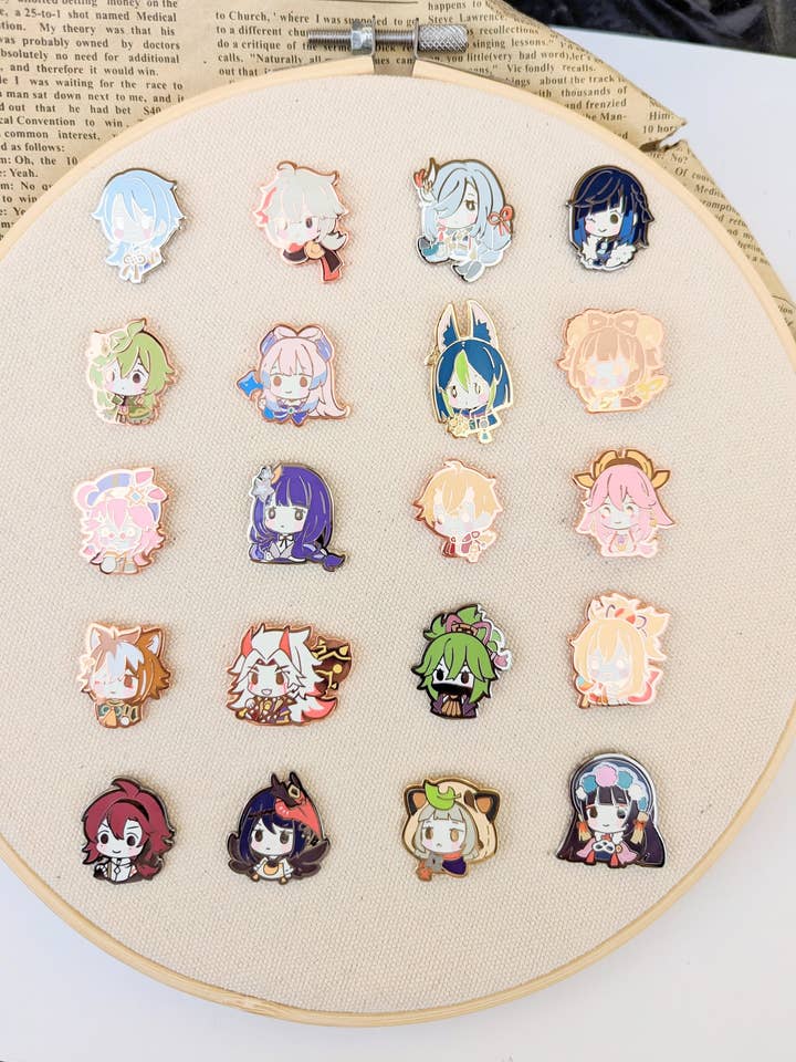 GACHA Genshin Party Chibis - Épingles en émail dur (ENSEMBLE C) pour la vente par HideawayMelon