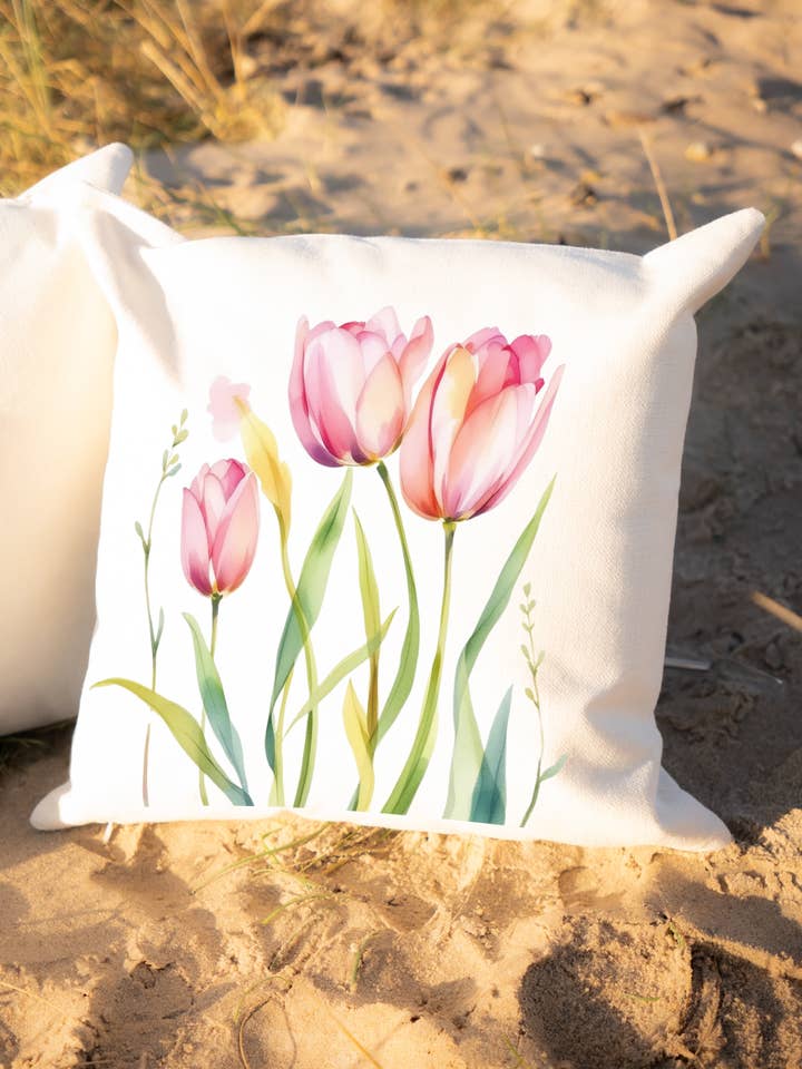 Tulips Country Canvas Cushion for wholesale by Cole Beach - Northumberland