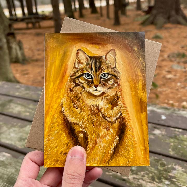 Katt Gratulationskort, Målning av Orange Tabby Katt för wholesale av Deking Art