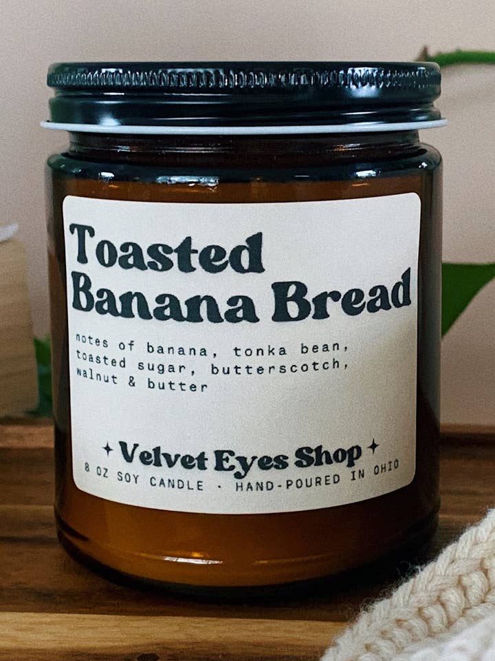 Toasted Banana Bread Soy Candle for wholesale by Velvet Eyes Shop
