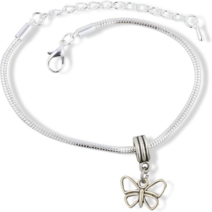 Dave The Bunny - Venta al por mayor Pulseras de abalorios/colgantes - Pulsera de cadena de serpiente EPJ Butterfly Outline