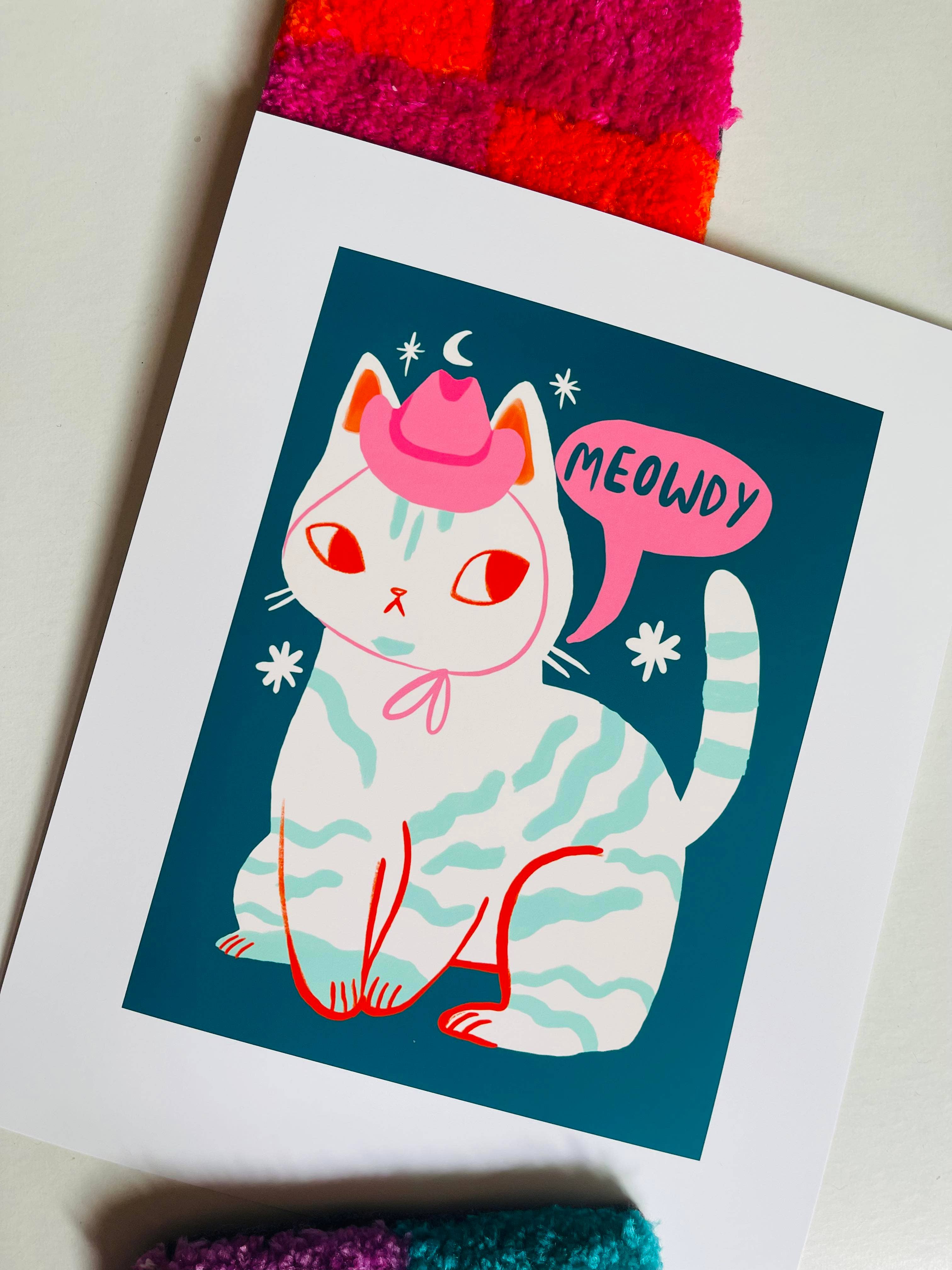 Bunny Dee - Wholesale Art Print - meowdy the country cat 8x10 art print1