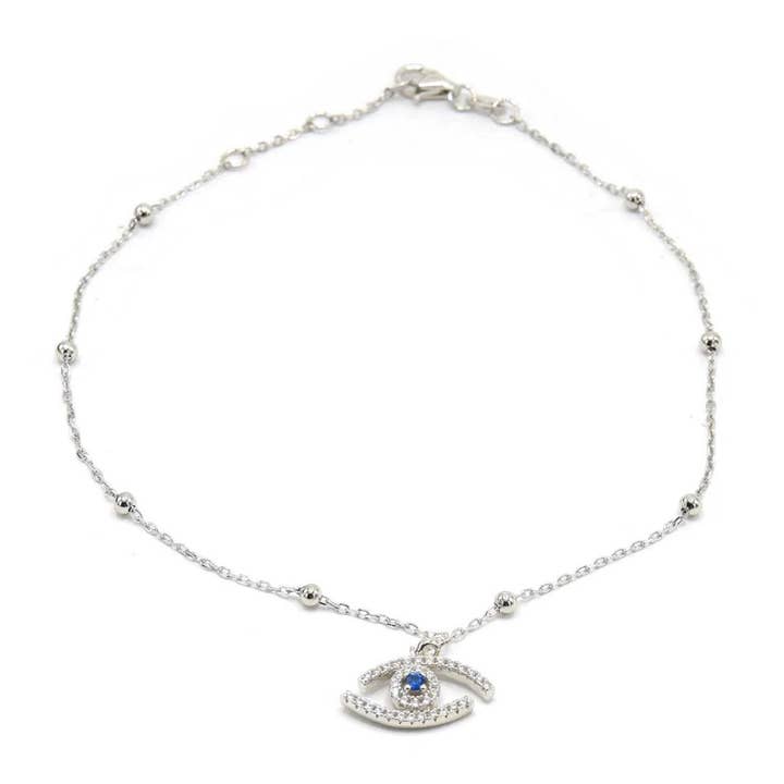 Tornozeleira com Zircónia Cúbica Azul e Branca Joalharia Elegante para Mulheres por atacado de Gigi & Jen