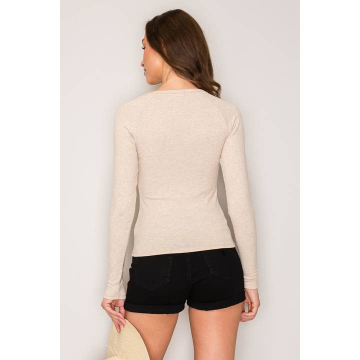 Popular 21 - Wholesale Knit Top - Women's - Raglan Long Sleeve V-Neck Top with Picot Stitch6