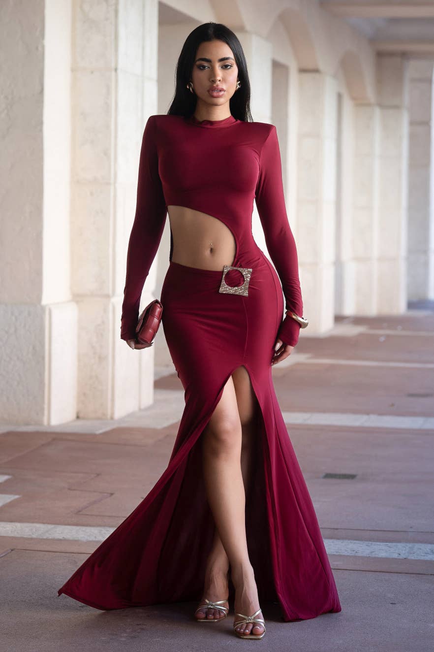 5besties inc - Wholesale Dress - Women's - CUTOUT SIDE MAXI DRESS1