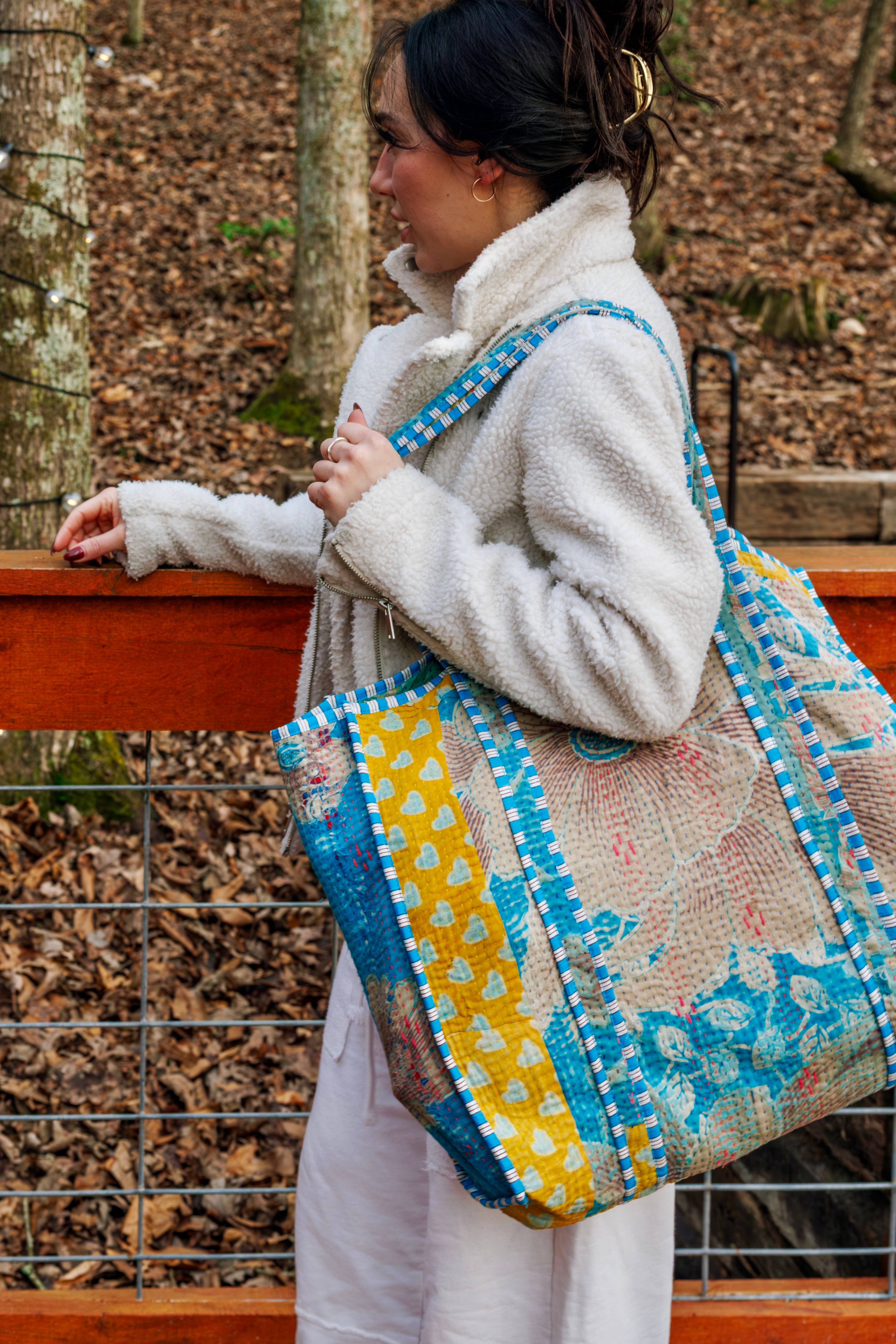Folklore Couture - Wholesale Tote Bag - Women's - Kantha Tote Bags | Handmade Quilted Cotton Totes