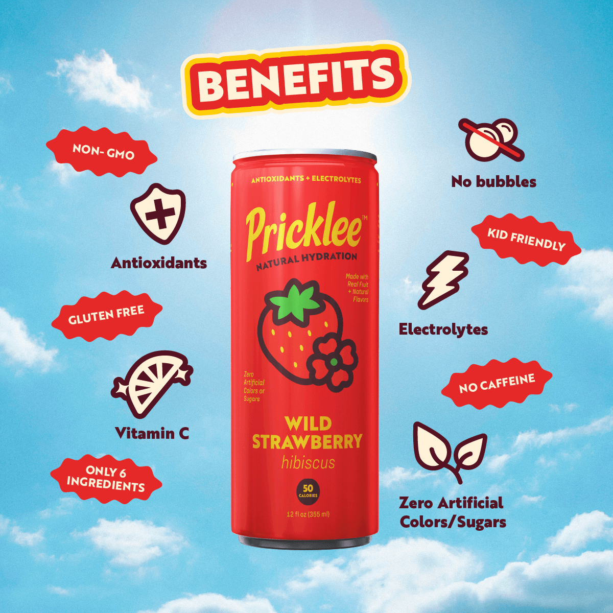 Pricklee Natural Hydration - Wholesale Flavored/Infused Water (Non-Carbonated) - Pricklee Natural Hydration - Wild Strawberry (12-pack)5