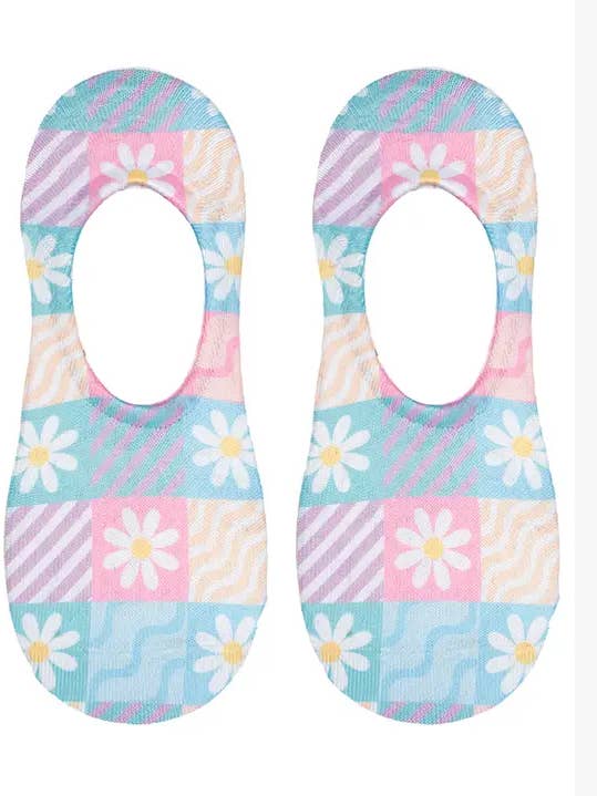 No-Show Liner Socks - Dasies & Waves Motif - Multi-Colored for wholesale by Living Royal