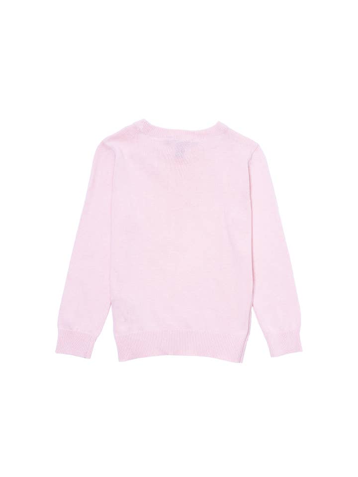 LIGH PINK GIRLS LONG SLEEVE BOW SWEATER for wholesale on Faire1
