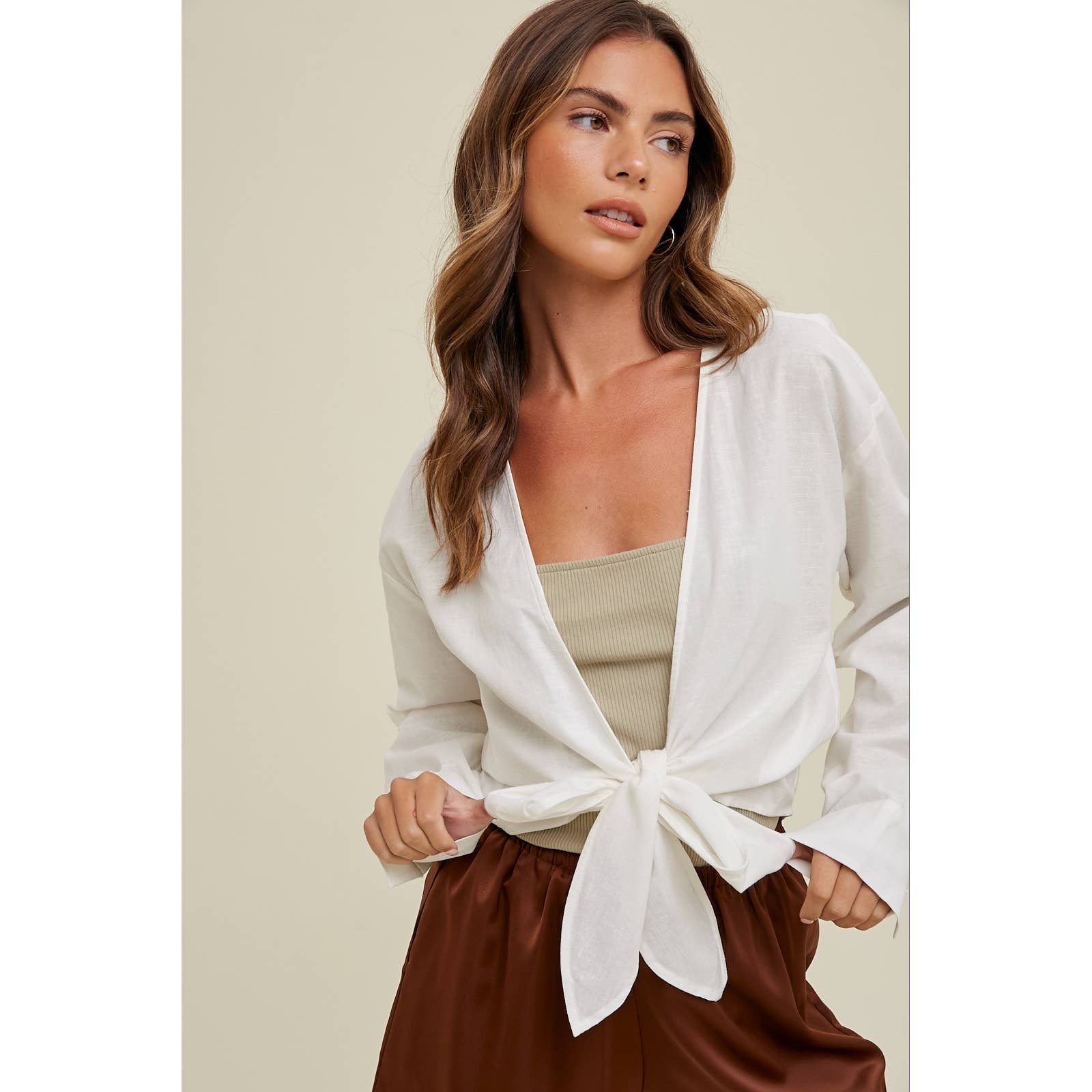 Wishlist Apparel – wholesale Cardigan – Women’s – COTTON SELF TIE CARDIGAN WITH CUFF DETAIL / WL24-85254