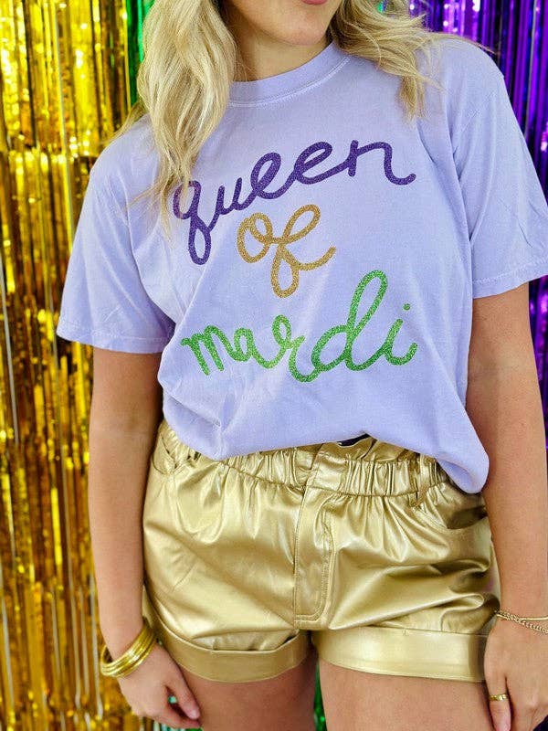 Dash Forward Wholesale – wholesale Screen printed t-shirt – Women′s – Queen of Mardi Glitter Tee2