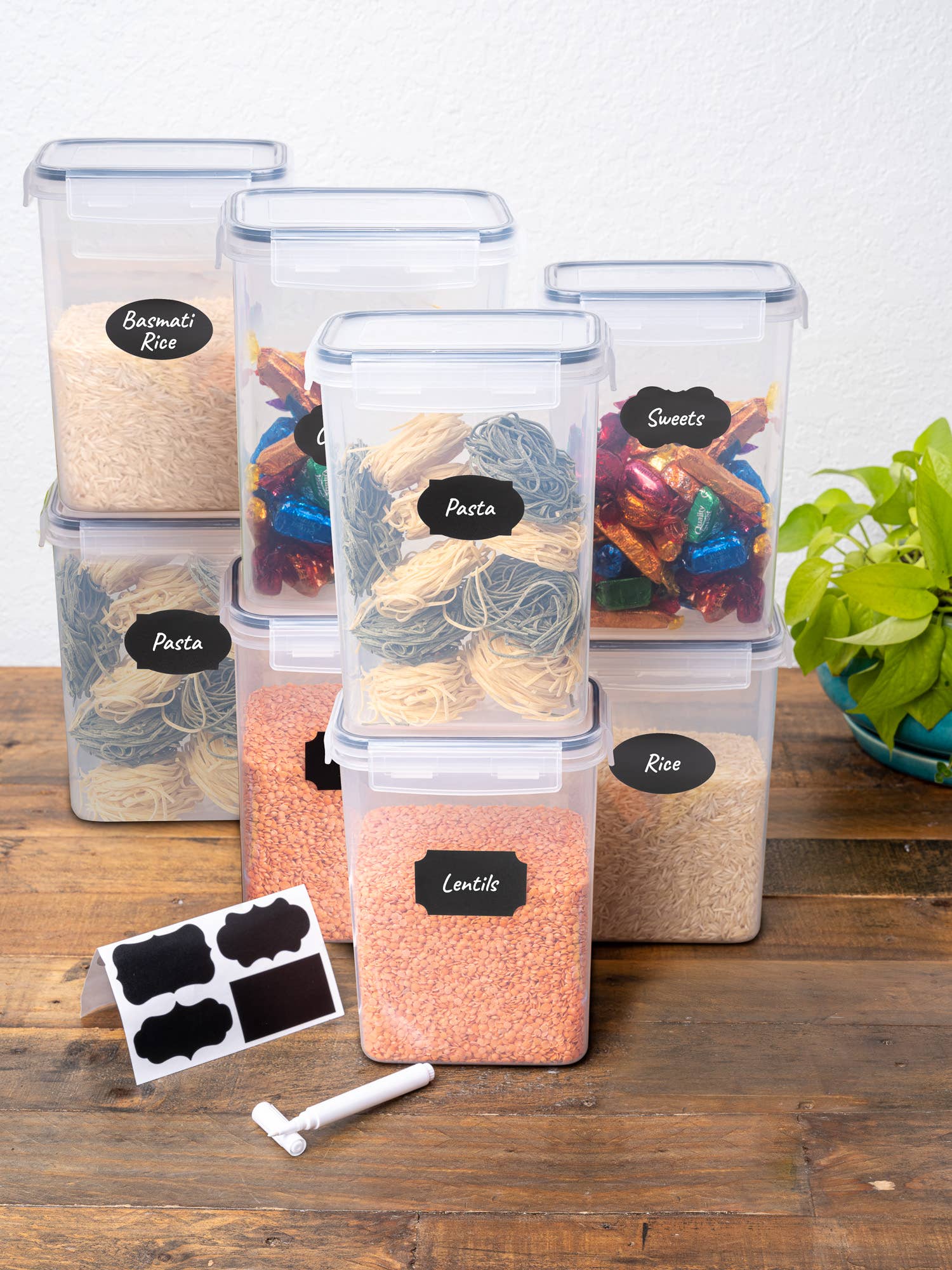 Lexi Home - Wholesale Food Storage Container - 2-Liter Plastic Food Storage Containers Set of 8 with Labels6