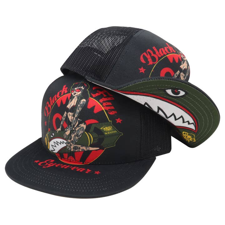 Black Flys Eyewear - Wholesale Trucker Hat - Unisex - Fly Bomber Flip-Bill Trucker
