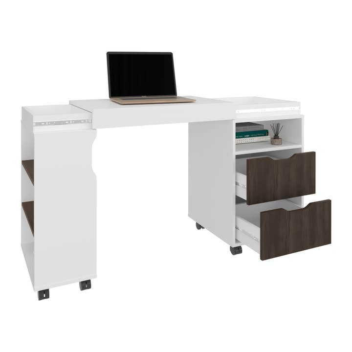 White Dark Walnut Extendable Desk San Diego for Office for wholesale on Faire5