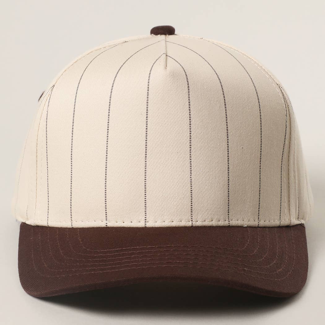 Fashion City - Wholesale Trucker Hat - Unisex - Two-Tone Pinstripe Canvas Trucker Hat2