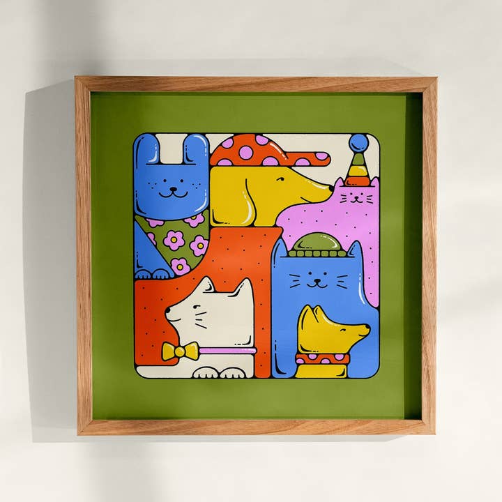 Fancy Pets – 12 x 12″ Konsttryck för wholesale av Bailey Crouch Illustration