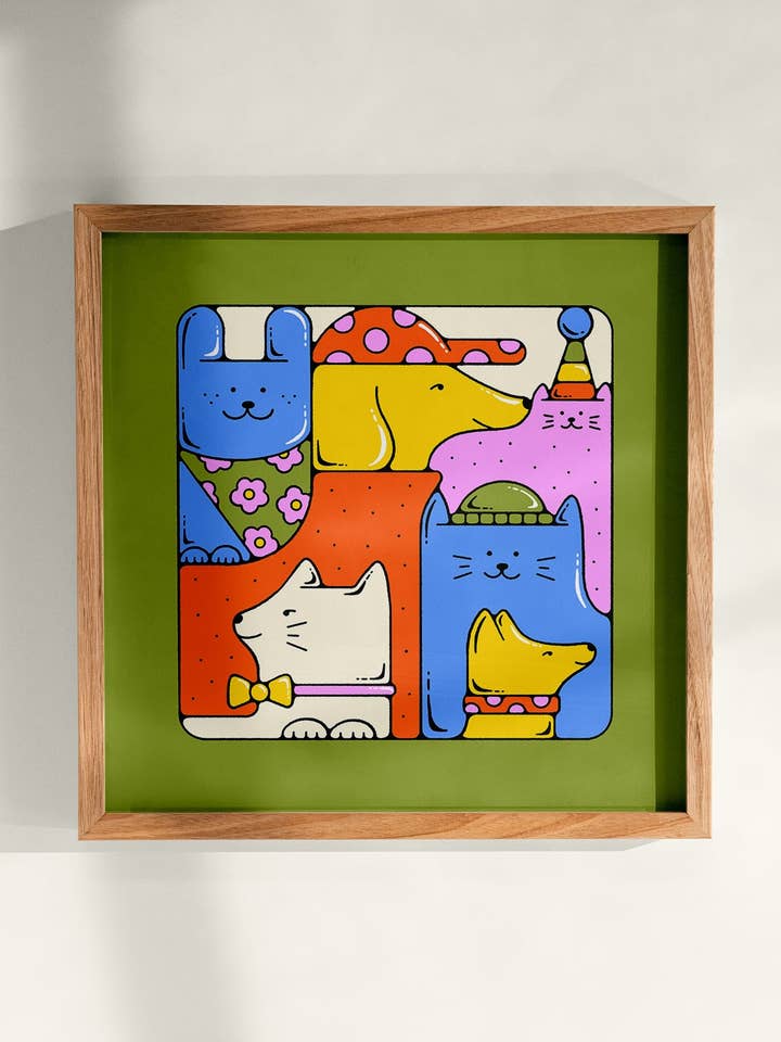 Fancy Pets – 12 x 12″ Konsttryck för wholesale av Bailey Crouch Illustration