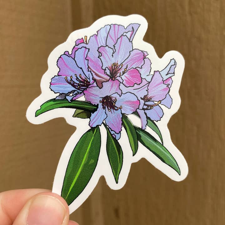 Aufkleber „Coast Rhododendron“, Motiv Washington State Flower, 2 x 3 für den Großhandel von Wild Life Design Co.