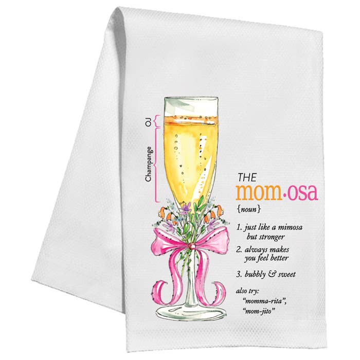 RosanneBeck Collections - Wholesale Tea Towel - Handpainted the Mom-osa Kitchen Towel0