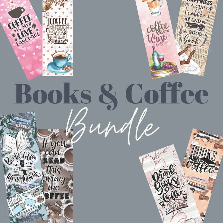 Books and Coffee Bookmarks for wholesale by Erin Decker Creative